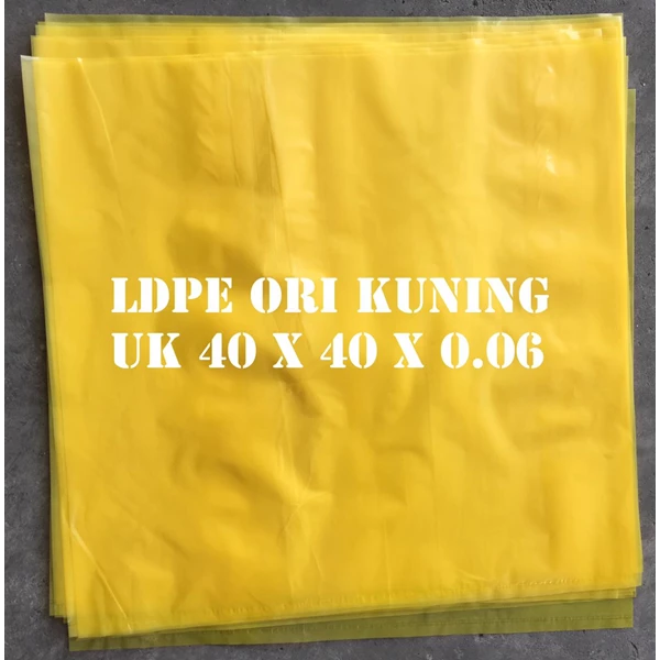 YELLOW ORI LDPE PLASTIC BAG uk.40 X 40 X 0.06