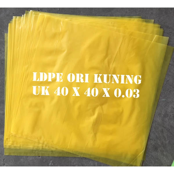 YELLOW ORI LDPE PLASTIC BAG uk.40 X 40 X 0.03