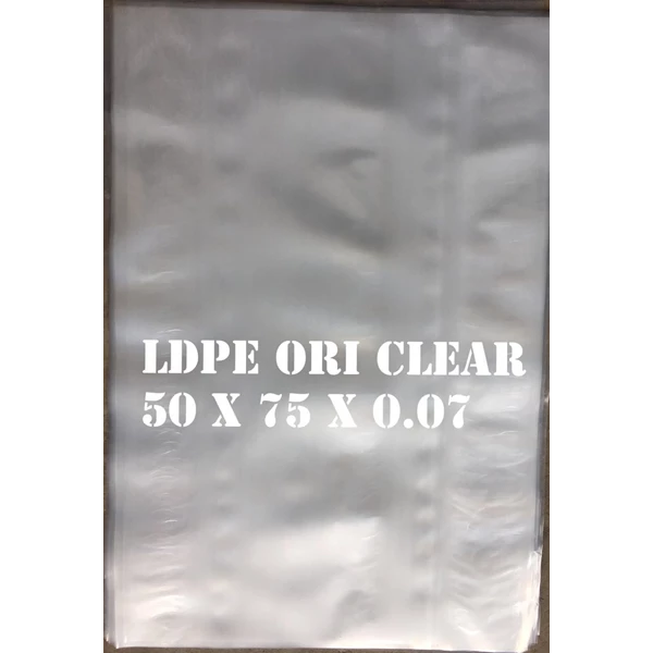 KANTONG PLASTIK LDPE ORI CLEAR uk.50 X 75 X 0.07