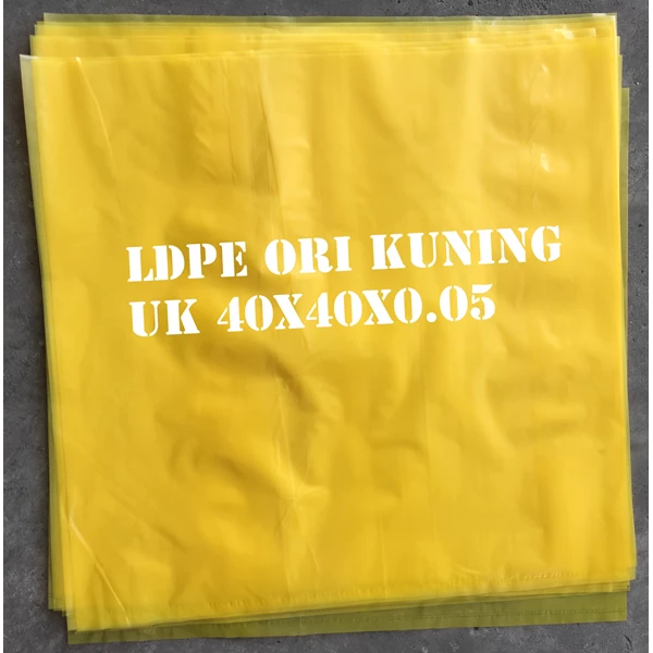 YELLOW ORI LDPE PLASTIC BAG uk.40 X 40 X 0.05